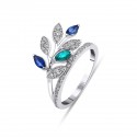 Sapphire and Emerald Ring - White Gold