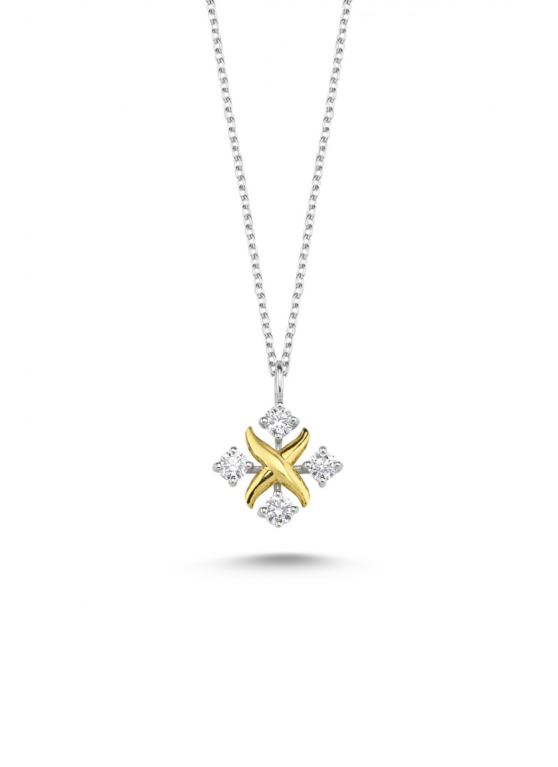 X Necklace - White Gold