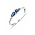 Double Drop Sapphire Ring - White Gold