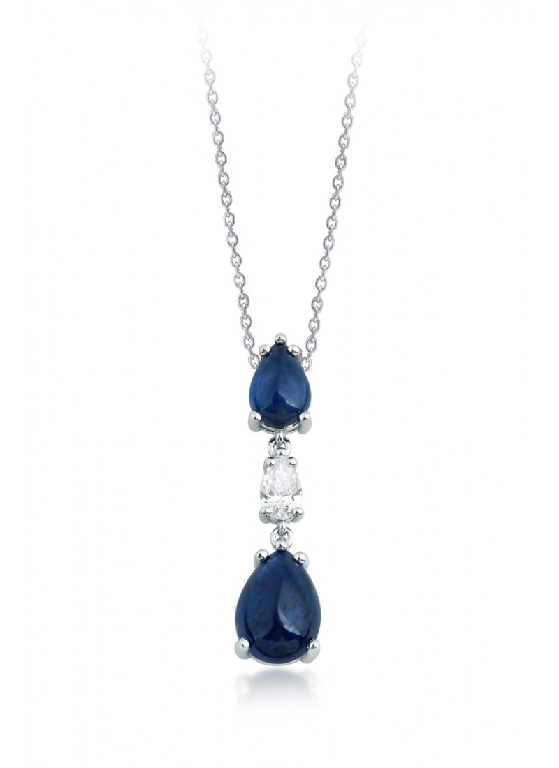 Water Drop Sapphire Necklace - White Gold