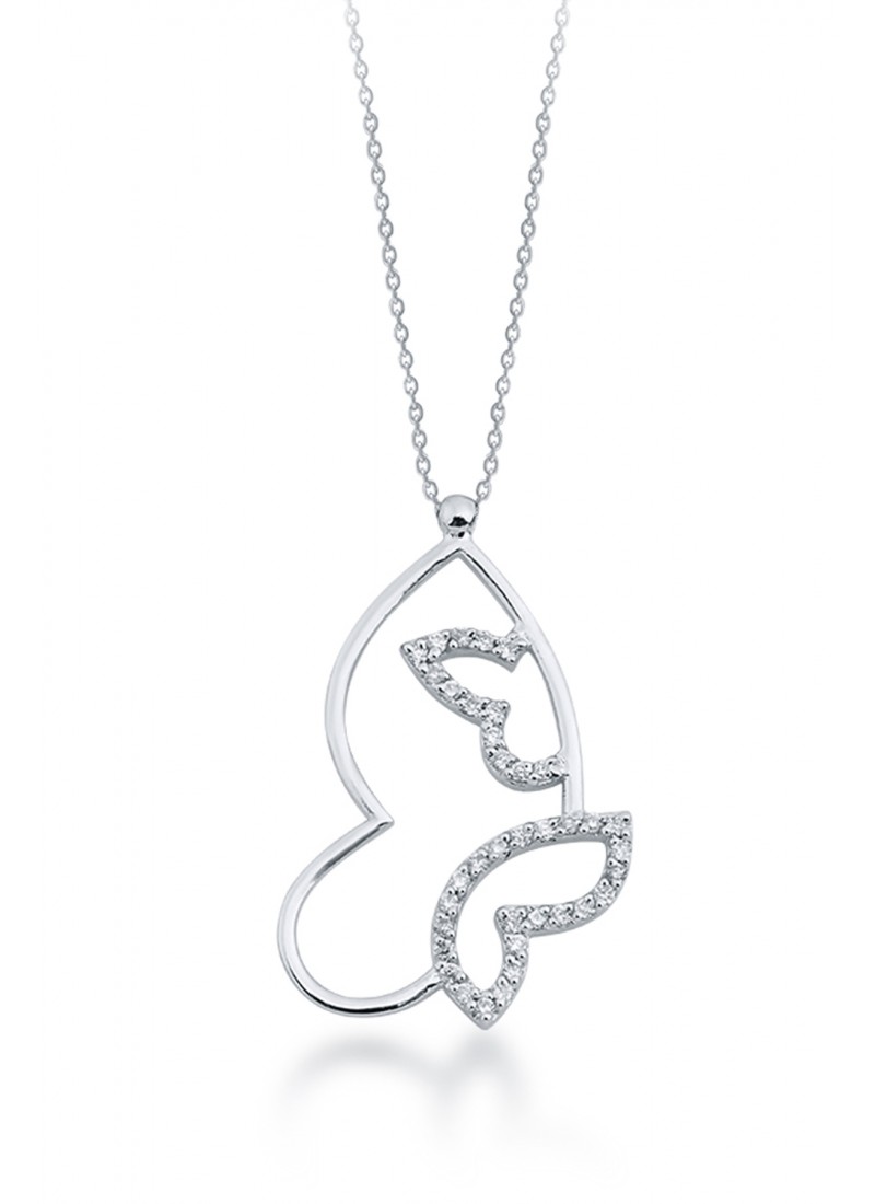 Butterfly Necklace - White Gold