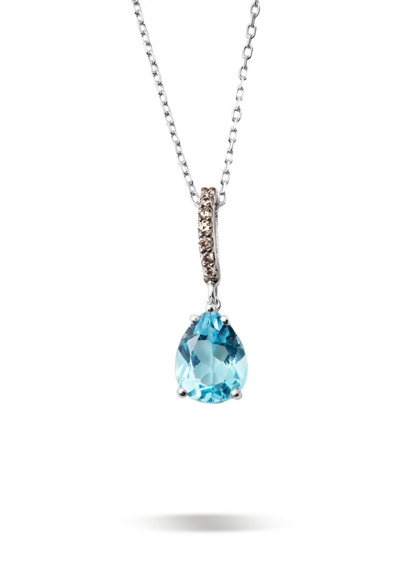 Blue Topaz Kolye - Beyaz Altın