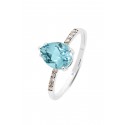 Blue Topaz Yüzük - Beyaz Altın