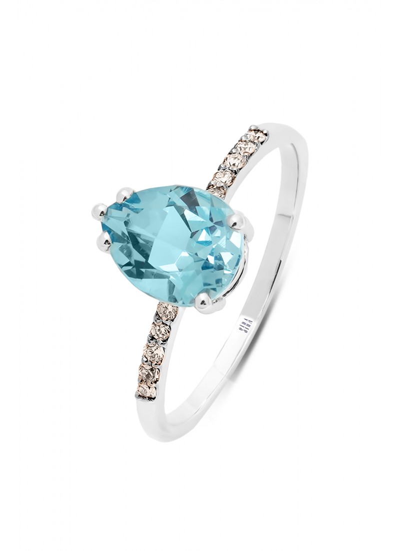 Blue Topaz Yüzük - Beyaz Altın