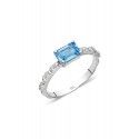 Blue Topaz Yüzük - Beyaz Altın