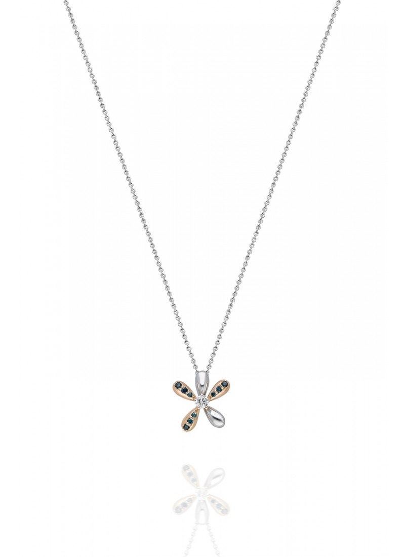 Lotus Necklace - White Gold and Rose