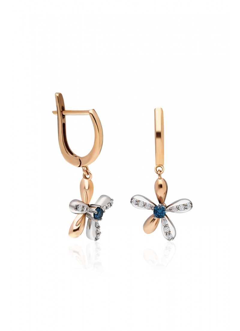 Lotus Earring - White Gold and Rose